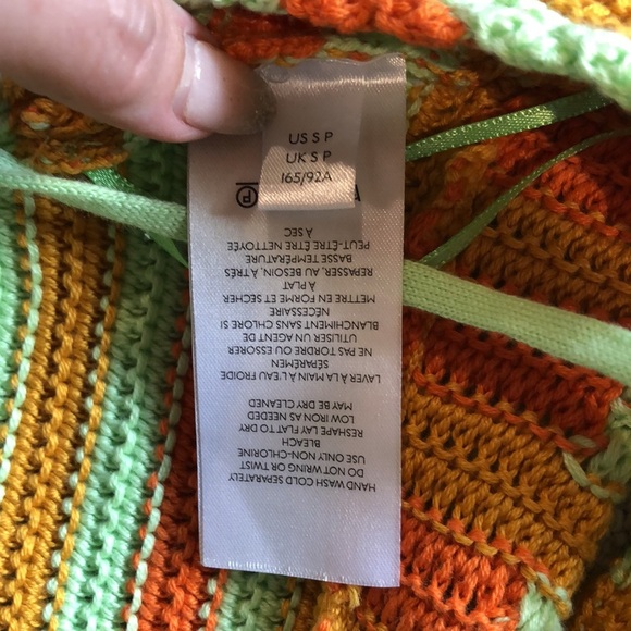 NWT Urban Outfitters crochet halter top open back adjustable tie mint and orange - Picture 6 of 8